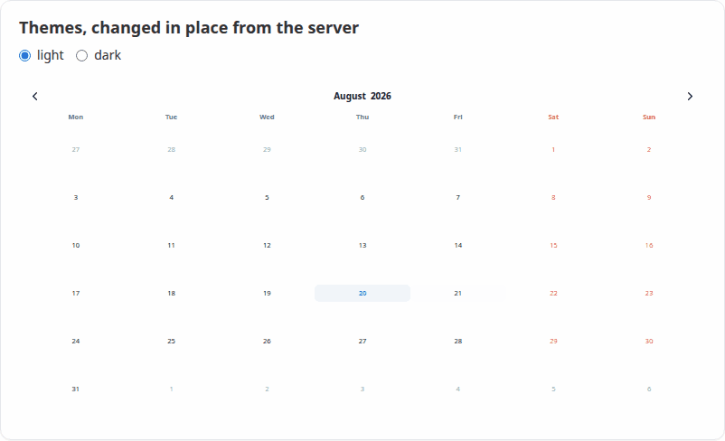 Switching between light and dark from the server